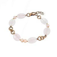 Браслет Alcozer&J, с жемчугом и розовым кварцем, AL-B28BO24-R розовый