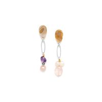 Серьги Nature Bijoux, Copenhague, жемчуг,аметист,розовый кварц,перламутр, NB22.2-12-78005 белый
