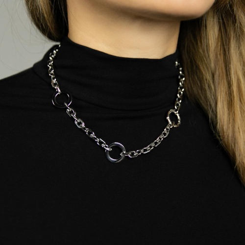 Колье Dansk Copenhagen, Courage Waterproof, с фактурными кольцами, DNSK25.2-9W2507008 серебристый фото 3