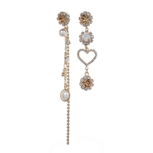 Серьги Moon Paris, Ringo Queen, асимметричные, кристаллы, бусины, MRQ-24.05-016 золотистый