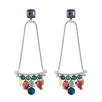 Серьги TARATATA, Papong, со стеклянными бусинам и тигровым глазом, TT-E24-11995-10M серебристый