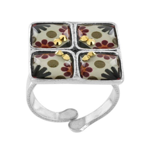 Кольцо TARATATA, Ceramik, разъемное, с цветной смолой и стразами, TT-W23-06429-10M серебристый фото 6