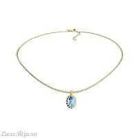 Колье Qudo TIVOLA UNICA big (G/P) Aquamarine 3cm, 420528