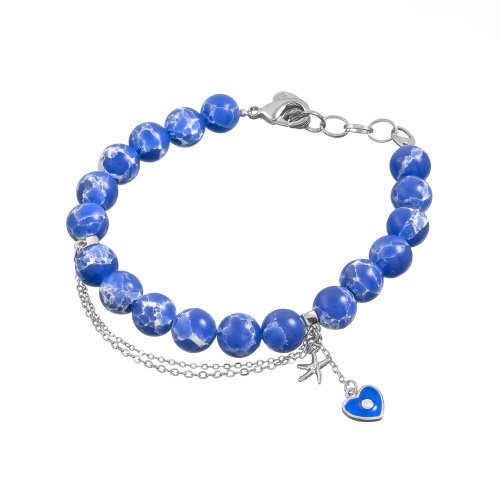 Браслет Lanzerotti, Costa Azzurra, с яшмой и цветной эмалью, LZ-26.04-125 синий