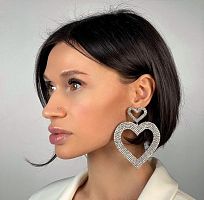 Серьги Moon Paris, Bohemia, с сердцем и кристаллами, MB-23.12-025 серебристый