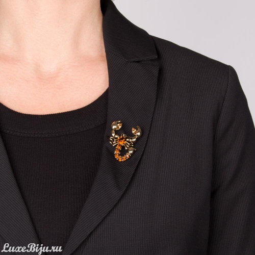 Брошь Moon Paris, Nord, скорпион, с кристаллами, MoS-21.10-016 золотистый фото 2