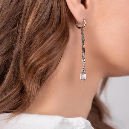 Серьги Lanzerotti, Gelido, с гематитом, кварцем и жемчугом, LZ-25.02-011 серый фото 2