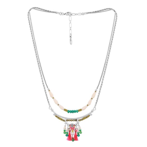 Колье TARATATA, Tequila, с цветной смолой, бусинами и помпоном, TT-E24-02102-101 белый фото 5