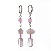 Серьги Lanzerotti, Monroe, розовый кварц, кошачий глаз, морганит, LZ-23.07-309 розовый