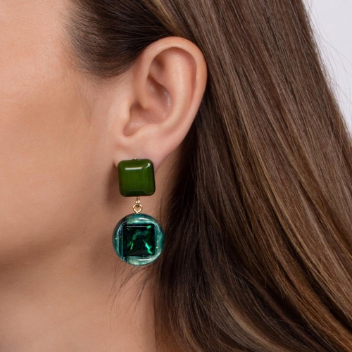 Серьги Moon Paris, Lorian, с кристаллом, ML-24.03-016 зеленый фото 2