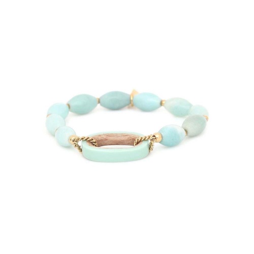 Браслет Nature Bijoux, Mississippi, стрейч, с амазонитом, деревом, эмалью, NB25.1-13-44060 бирюзовый