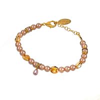 Браслет Lanzerotti, Erbario, с цитрином, фианитом и перламутром, LZ-26.02-042 янтарный