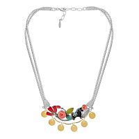 Колье TARATATA, Folk, цветы из полимерной глины, стразы, смола, TT-H23-03107-10M серебристый