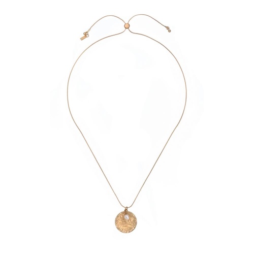 Колье Dansk Copenhagen, Audrey, с фактурным диском и жемчугом, DNSK26.1-9C2401066 золотистый