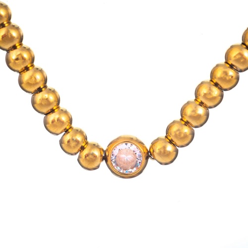 Колье Dansk Copenhagen, Joy Waterproof, с фианитом и металлическими бусинами, DNSK25.2-9W2401027 золотистый фото 2