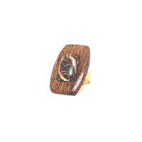 Кольцо Nature Bijoux, Komodo, разъемное, дерево роблес, мрамор в смоле, NB25.2-19-25891 коричневый