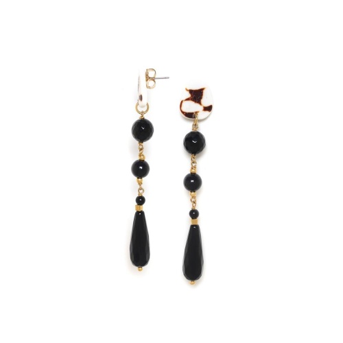 Серьги Nature Bijoux, Bagheera, с агатом и раковиной, NB24.1-12-79190 черный фото 2