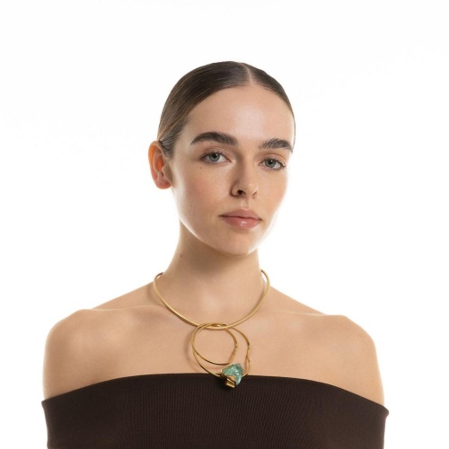 Колье Katerina Vassou, Improvisation, гривна с кварцем, KV26.1-406148G мятный фото 2