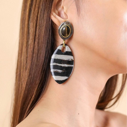 Серьги Nature Bijoux, Zebra, тигровый глаз, смолистый песок,перламутр, NB24.2-12-79721 черный фото 5