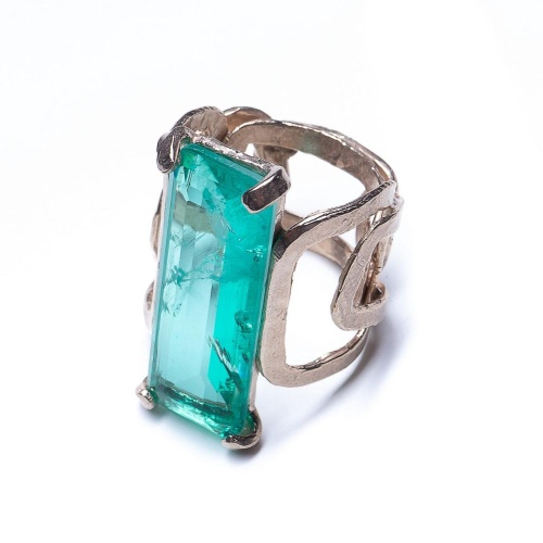 Кольцо Estrosia, с кристаллом, ES-ANZ22 зеленый, 17