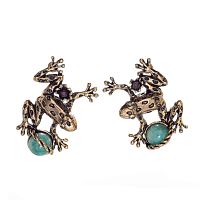 Серьги Alcozer&J, лягушка, хризопраз, рубин, Swarovski, AL2411-O138BF24 золотистый