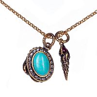 Колье Alcozer&J, бирюза, гранат, кристаллы Swarovski, AL-C5359C золотистый