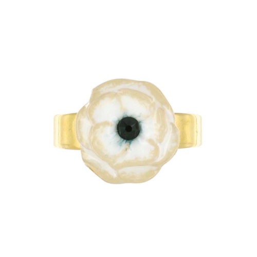 Кольцо TARATATA, Anemone, разъемное, с цветной смолой и кристаллом, TT-T23-08414-201 белый фото 6