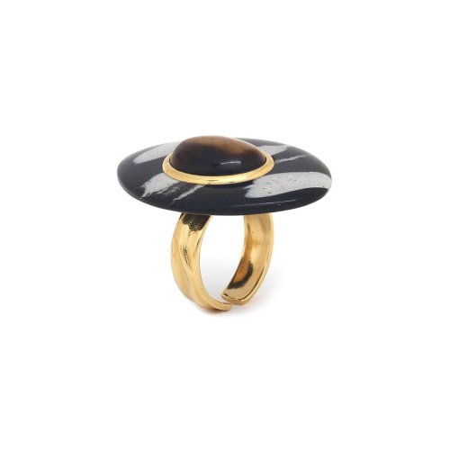 Кольцо Nature Bijoux, Zebra, тигровый глаз, смолистый песок в смоле, NB24.2-19-25670 черный фото 2