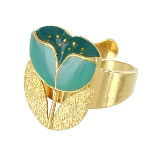 Кольцо TARATATA, Crocus, разъемное,цветная смола и микрошарики, TT-H24-02409-20T бирюзовый фото 2