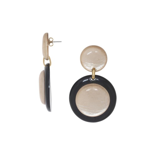 Серьги Nature Bijoux, Saint Honore, с рогом и ракушками Capiz в смоле, NB26.1-12-90511 черный