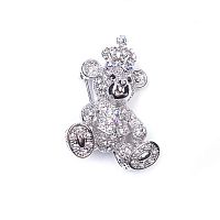 Брошь Moon Paris, Nord, королевский мишка, с кристаллами, MoS-22.03-037 серебристый
