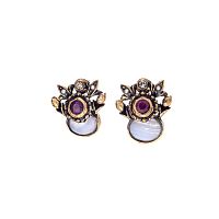 Серьги Alcozer&J, агат, рубин, жемчуг, Swarovski, AL2502-O78JC24 голубой