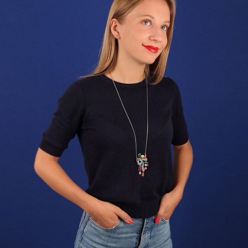 Колье TARATATA, Mille Bornes, со стеклянными бусинами,пайетками,смолой, TT-H22-06114-10M серебристый фото 9