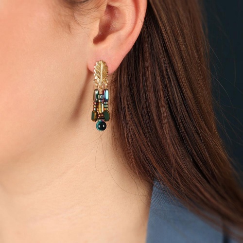 Серьги TARATATA, Chardon bleu, со стеклянными бусинами, тигровым глазом, TT-H24-09970-204 синий фото 3