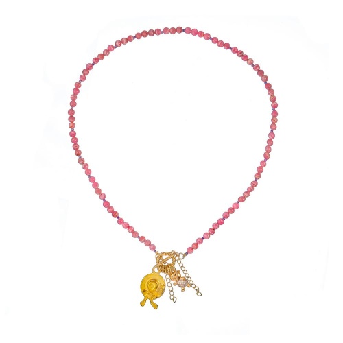 Колье Lanzerotti, Anne with an E, с родохрозитом, кристаллами и бисером, LZ-25.08-256 розовый