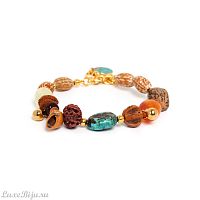 Браслет Nature Bijoux, Pokhara, сердолик,говлит,кварц,сибукао,рудракша, NB22.1-13-34212 коричневый