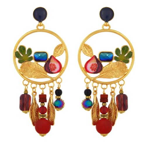Серьги TARATATA, Grenat, смола,стеклянные,нефритовые бусины,агат, TT-W24-04953-20M золотистый