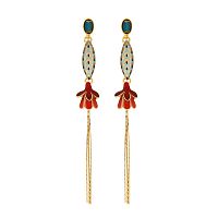 Серьги TARATATA, Fuchsia, смола, стеклянные бусины, золотая краска, TT-E25-02919-20M золотистый