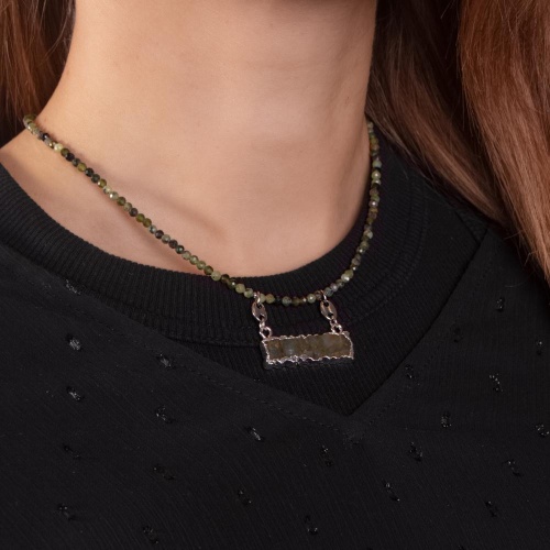 Колье Lanzerotti, Verde, зеленый гранат, подвеска из лабрадорита, LZ-24.12-545 зеленый фото 3