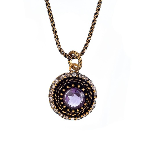 Колье Alcozer&J, с аметистом и кристаллами Swarovski, AL2512-C48CK25 фиолетовый