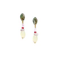 Серьги Nature Bijoux, Nenuphar, ракушка,галиотис,говлит, аметист, NB23.1-12-78263 зеленый
