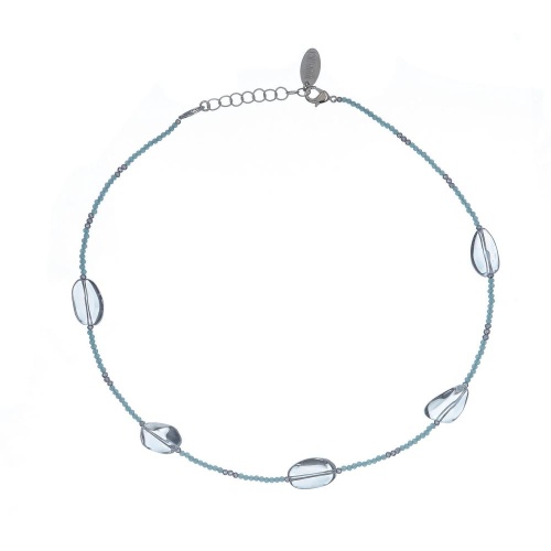 Колье Lanzerotti, Ispirazione, зеленый аметист, гематит, кристаллы, LZ-24.10-429 бирюзовый
