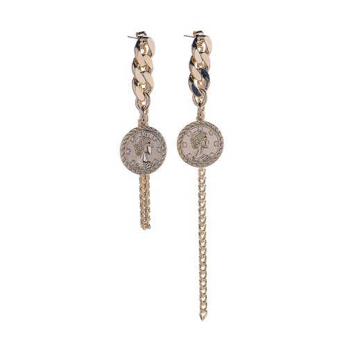 Серьги Moon Paris, Bohemia, асимметричные, с кристаллами и монетами, MB-21.07-006 золотистый