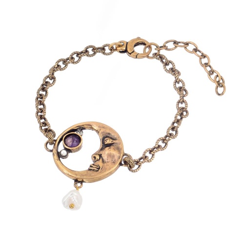 Браслет Alcozer&J, с жемчугом и кристаллами Swarovski, AL-B5473C золотистый фото 2