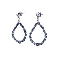 Серьги Lanzerotti, Coniglio, с кошачьим глазом и гематитом, LZ-22.11-402 серый