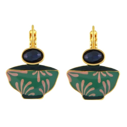 Серьги TARATATA, Cannelle, с цветной смолой и стеклянными бусинами, TT-E24-01701-207 зеленый