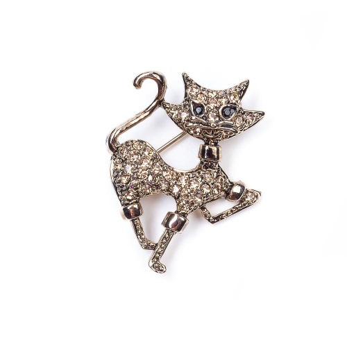 Брошь Moon Paris, Nord, кот в сапогах, с кристаллами, MoS-22.03-015 золотистый