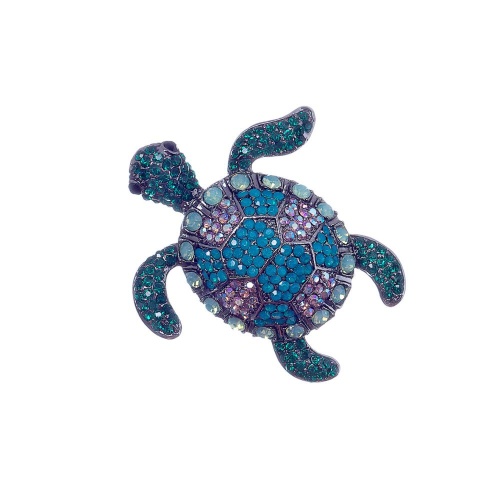 Брошь Moon Paris, черепаха, в обрамлении кристаллов, Mo-22.10-062 зеленый