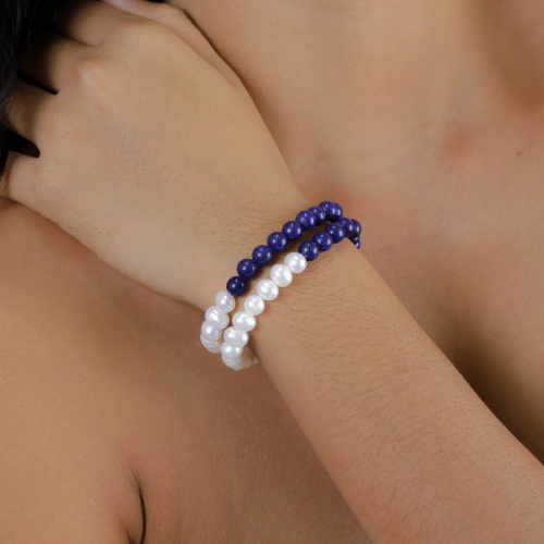 Браслет Nature Bijoux, Pacifique, с перламутром, жемчугом и лазуритом, NB26.1-13-44543 синий фото 3