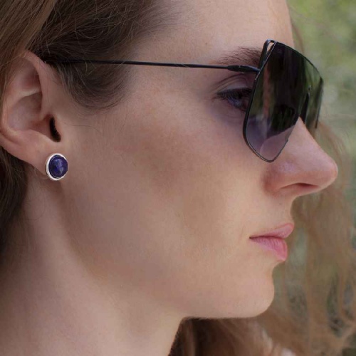 Пусеты Fiore Luna NATURAL LAPIS, LE1106 BL/S фото 2